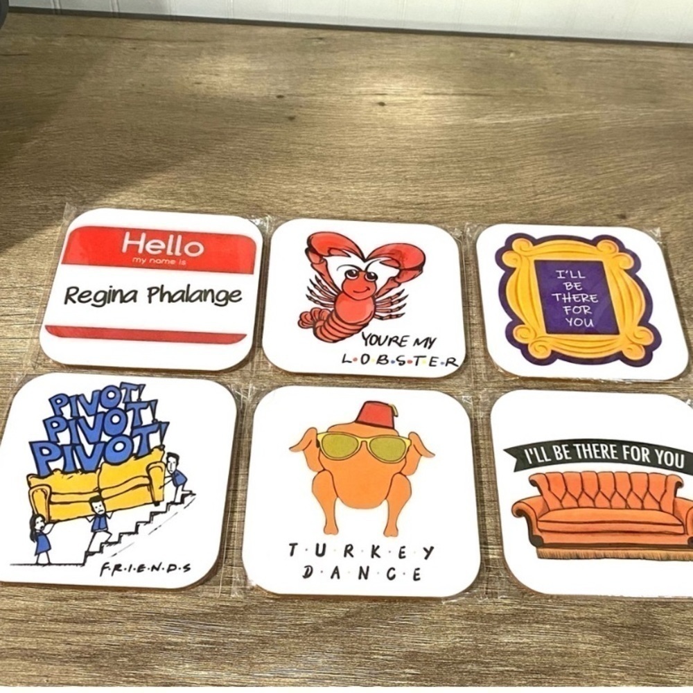 Friends coasters funny gift‎ Brad new bar ware cocktails tv table top decor